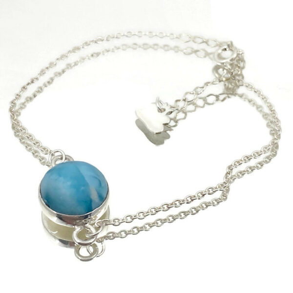 Bracelet Larimar et argent massif