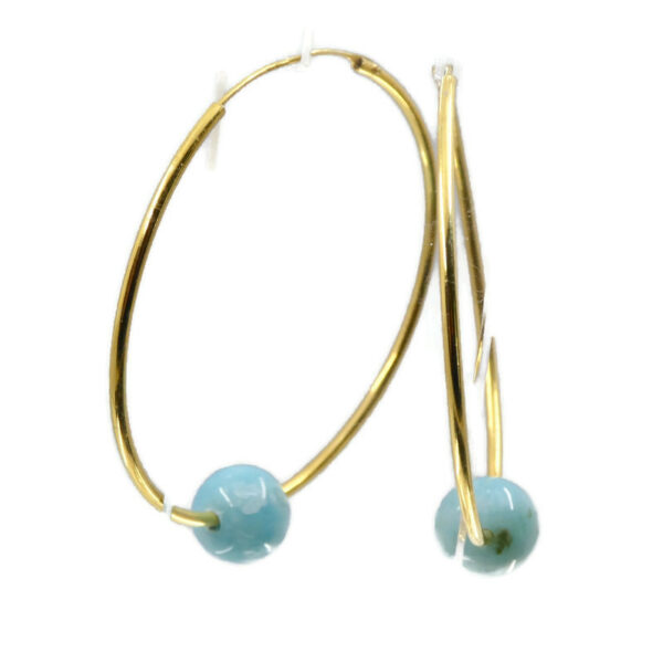 Créoles vermeil avec perles de larimar