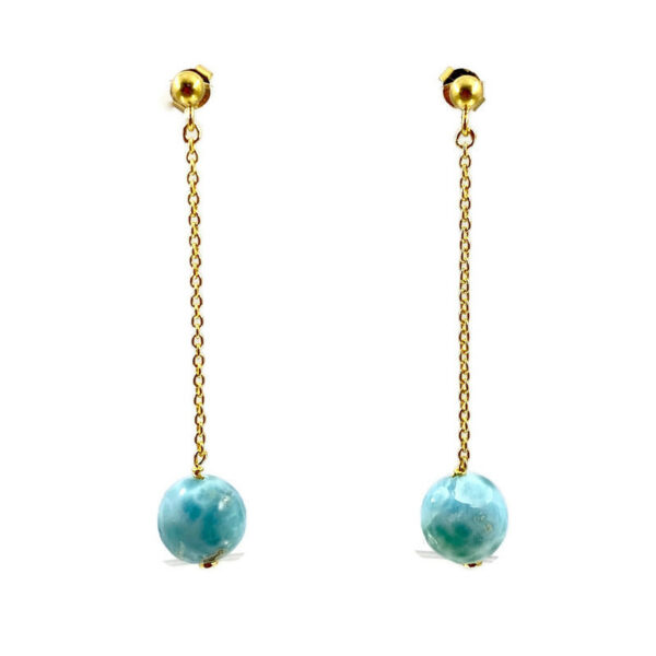 Boucles d'oreilles vermeil et larimar