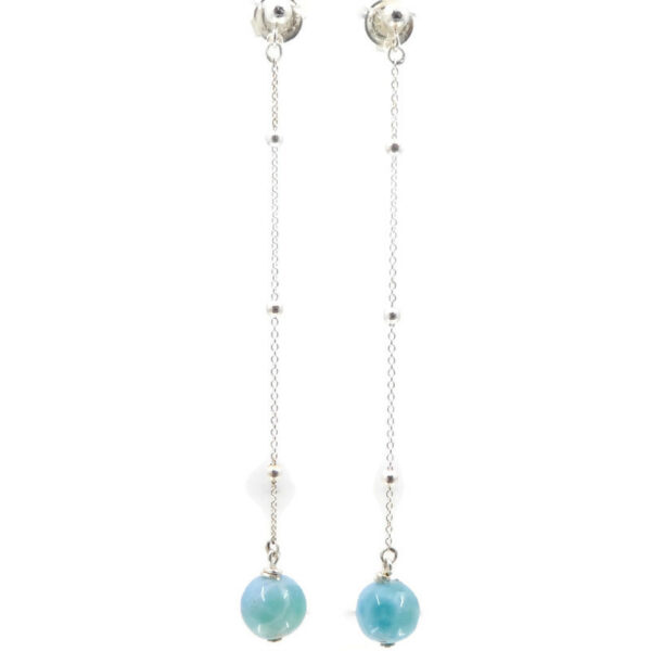 Boucles d'oreilles larimar et argent massif