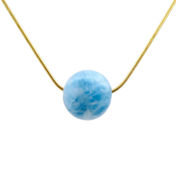 Collier plaqué or et larimar