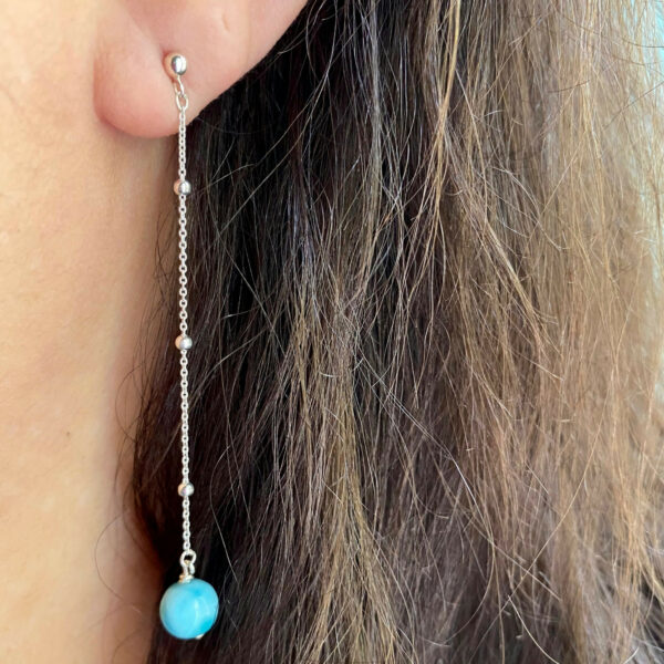 Boucles d'oreilles larimar et argent massif – Image 3