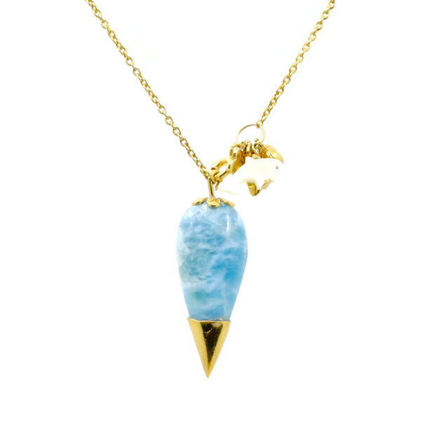 Collier pendule Larimar et argent massif doré à l'or 18ct – Image 7