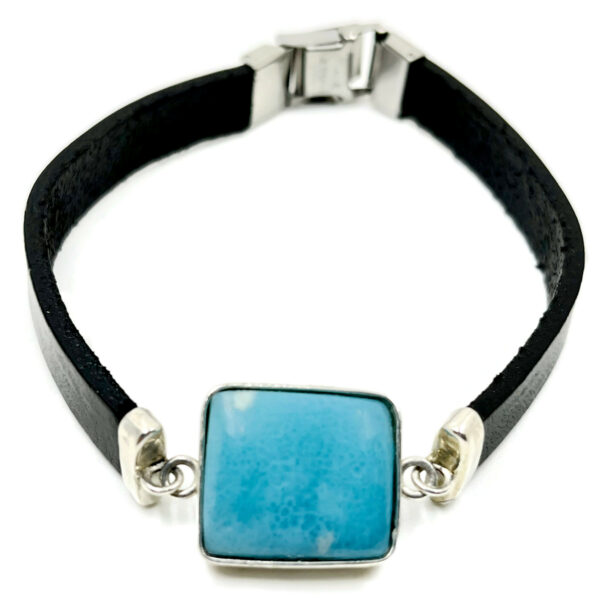 Bracelet cuir et Larimar AA