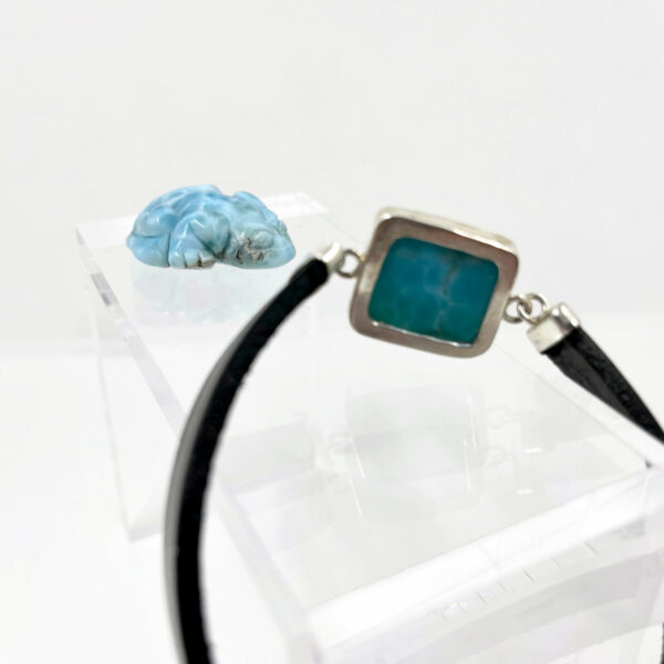 Bracelet cuir et Larimar AA – Image 5