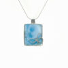 Pendentif carré "Papillons" Larimar AA et argent925
