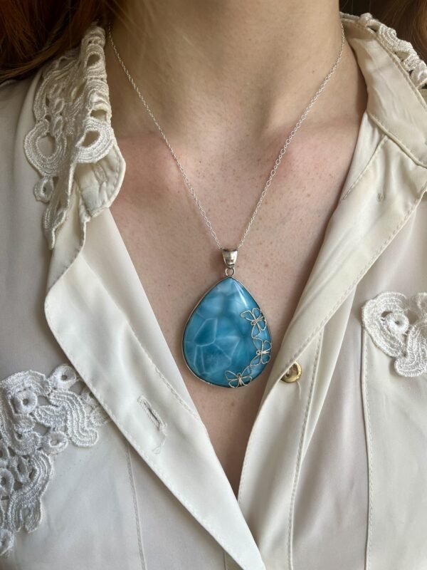 Pendentif "Papillons" Larimar AAA et argent925 rhodié – Image 7