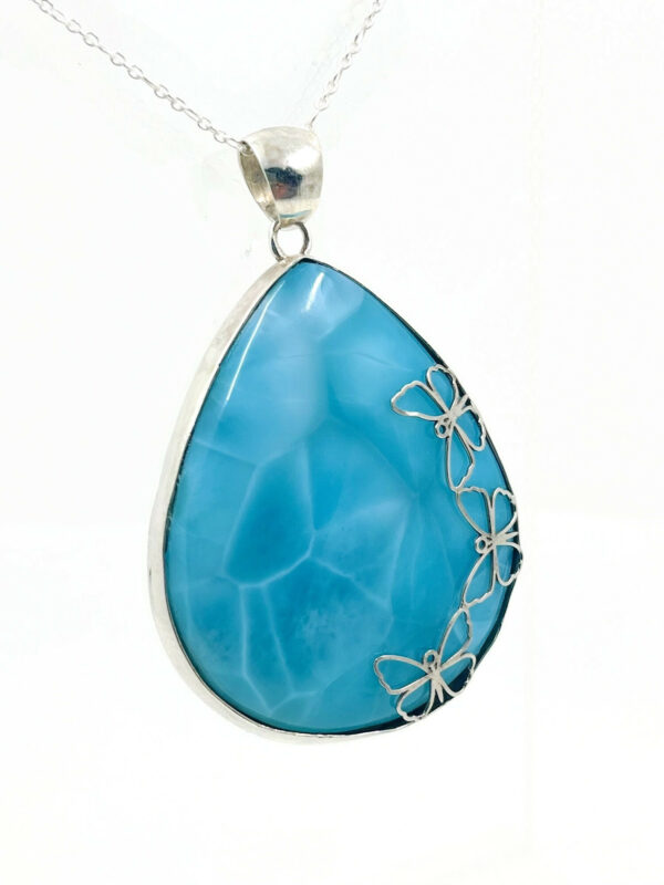 Pendentif "Papillons" Larimar AAA et argent925 rhodié – Image 6