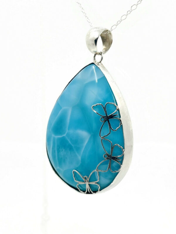 Pendentif "Papillons" Larimar AAA et argent925 rhodié – Image 3